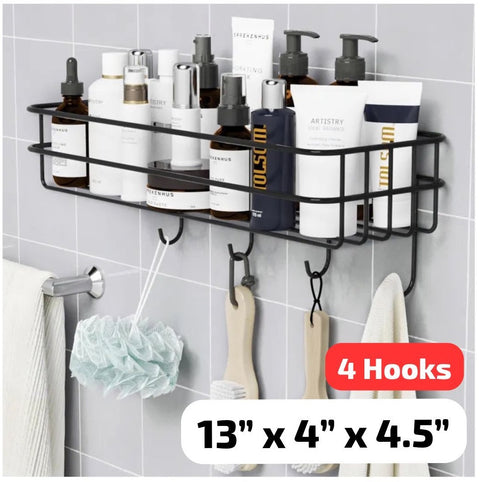 Self-Adhesive Multipurpose Bathroom and kitchen Shelf with Hooks