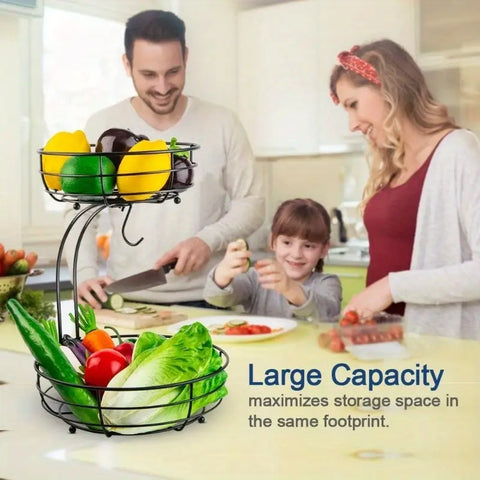 2-Tier Black Metal Basket