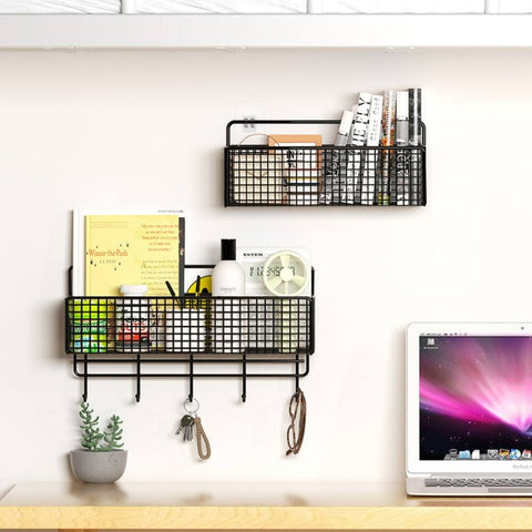 2-Pack Basket with Adhesive Hooks Space-Saving Organizer for Bathroom,