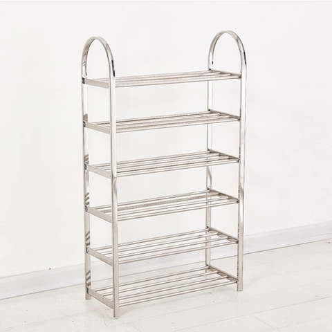 6 Layers Stainless Steel  Rack - Adjustable shoe organizer for living room, bedroom, porch, hallway, shoe storage, fashion