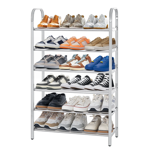 6 Layers Stainless Steel  Rack - Adjustable shoe organizer for living room, bedroom, porch, hallway, shoe storage, fashion