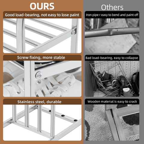 6 Layers Stainless Steel  Rack - Adjustable shoe organizer for living room, bedroom, porch, hallway, shoe storage, fashion