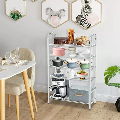 6 Layers Stainless Steel  Rack - Adjustable shoe organizer for living room, bedroom, porch, hallway, shoe storage, fashion