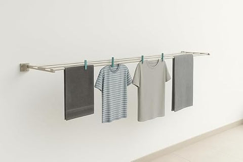 Wall Mounted Foldable Drying Stand. Expand as much as u need With 45 ft Rope. ( Heavy Duty and Rust Free Material)