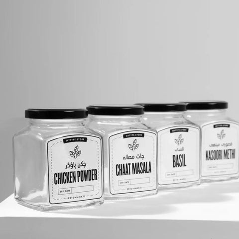 8 Pure Glass Jars With 16 Free Waterproof Spice Name Stickers