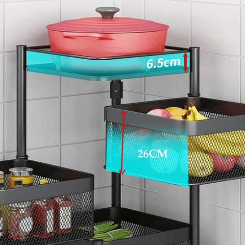 4 Layer Rotatable Basket With Wheels