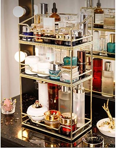 3 Tier Makeup Organizer Metal Base And Marble Arcylic Tray