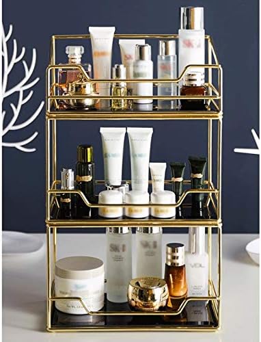 3 Tier Makeup Organizer Metal Base And Marble Arcylic Tray