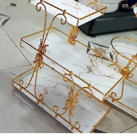 3 Tier Makeup Organizer ( Metal And Marble Texture Arcylic )