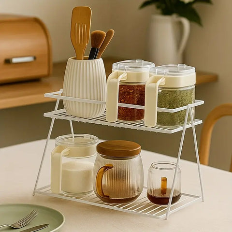 2-Tier Metal Kitchen Spice Rack Organizer