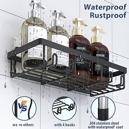 5 Pack Shower Caddy Organizer Rack Shelf for Inside Shower, Adhesive Bathroom Wall Storage