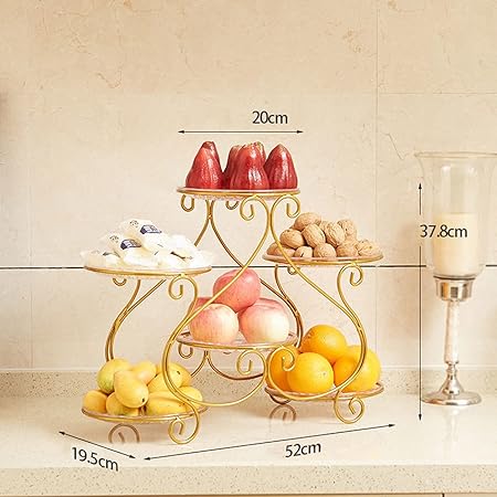 Dish Serving Rack With 6 Glass Plates