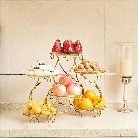 Dish Serving Rack With 6 Glass Plates