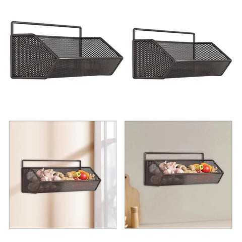 Modern 2-Tier Iron Wall-Mounted Fruit Basket