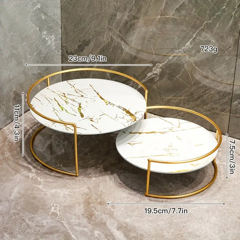 2 Pc Large And Small Makeup Organizer Bathroom Organizer ( Metal and Marble Arcylic)