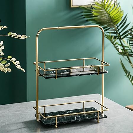 2 Tier Makeup organizer  ( Metal and Arcylic Marble Texture)