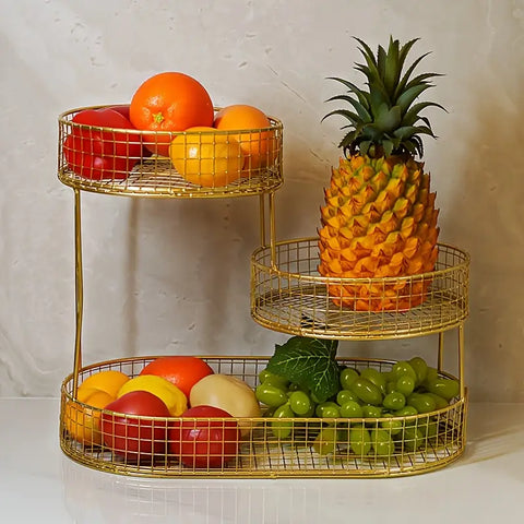 1pc Modern Metal Fruit Basket - Multi-Tier Large Luxury Design