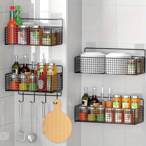 Pack Of 4 No Drill Wall Mount Shelf - Strong Adhesive Peel & Stick