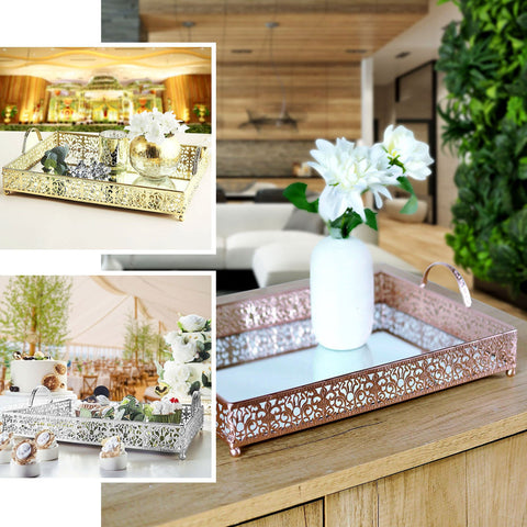 Luxury Metal And Miror Tray