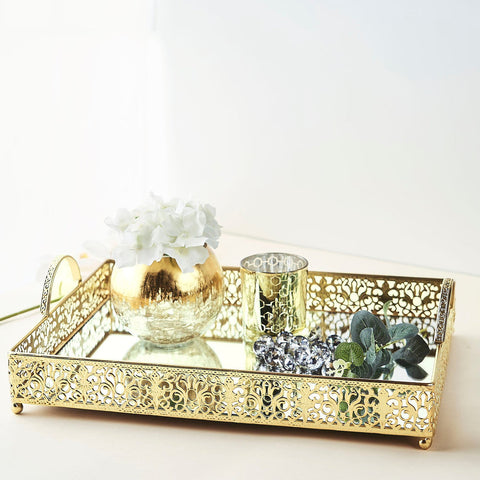 Luxury Metal And Miror Tray