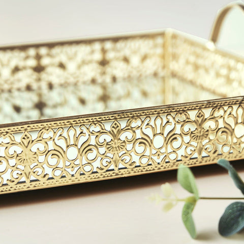 Luxury Metal And Miror Tray