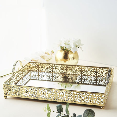 Luxury Metal And Miror Tray