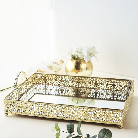 Luxury Metal And Miror Tray