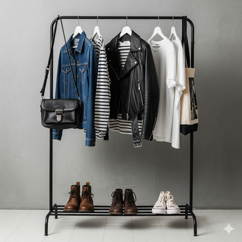 Clothes Hanging stand with Single Shoe Rack