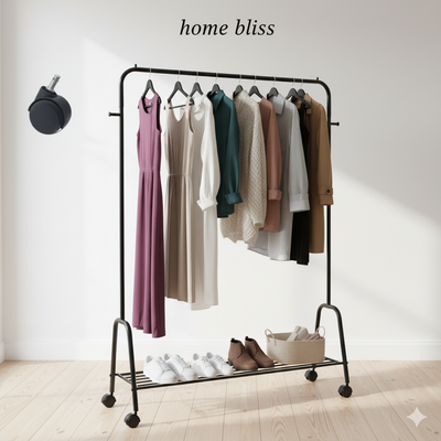 Cloth hanging stand Rack with single Shoes Rack Stand With Wheels