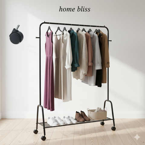 Cloth hanging stand Rack with single Shoes Rack Stand With Wheels