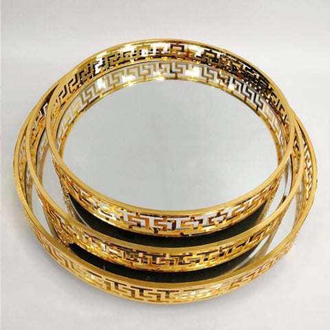 Gold Luxury Trays With Mirror Base Premium quality