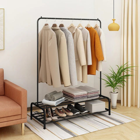 Clothes Hanging Rack with Double Shoe Rack