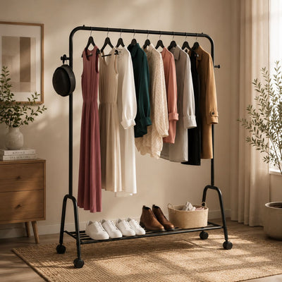 Cloth hanging stand Rack with single Shoes Rack Stand With Wheels