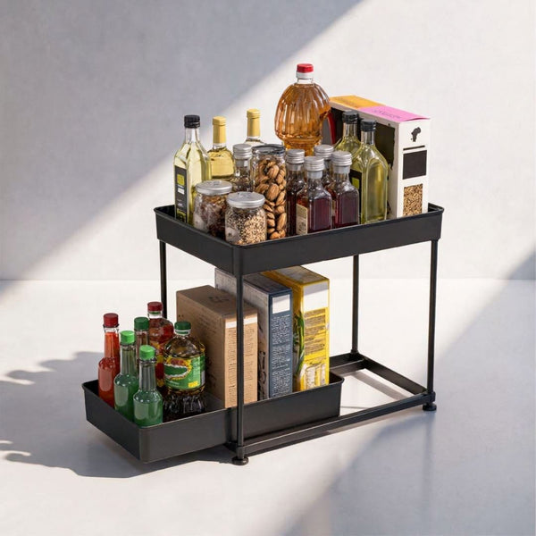 2 Tier Kitchen Shelf, Multi-functional Carbon Steel Rust Proof &Strong Load Bearing