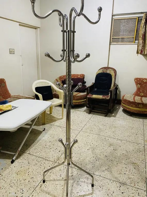 Silver Chrome Metal Coat Stand