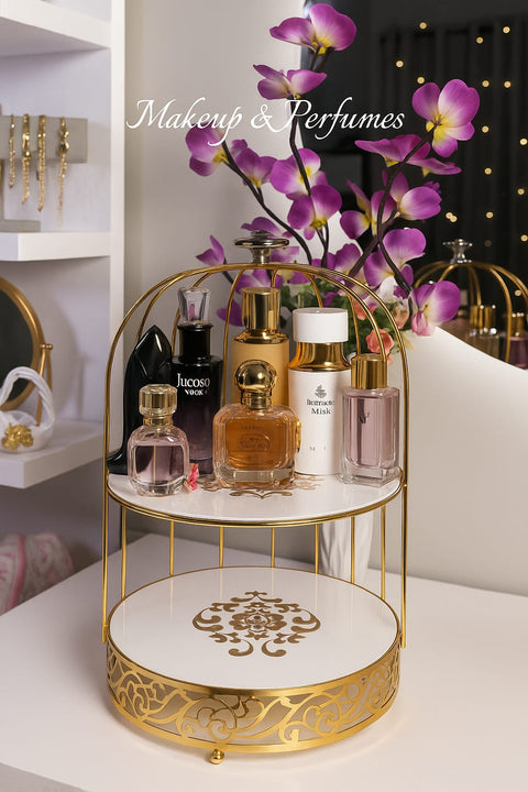 2 Tier Makeup Organizer ( Metal and Marble Texture Arcylic)