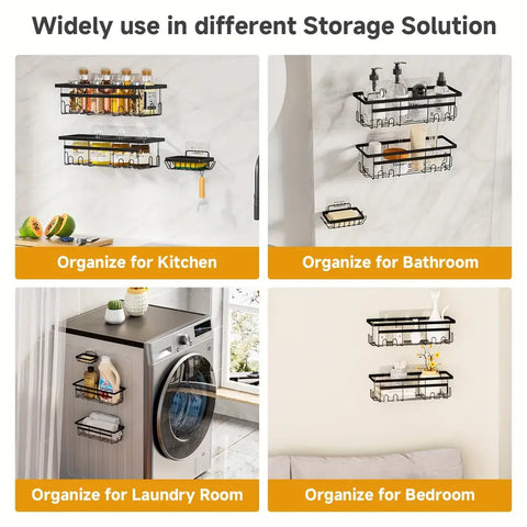 Three-Pack Drill-Free Shower Rack