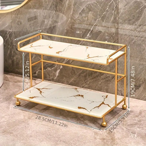 2 Tier Makeup Organizer Metal and marble arcylic