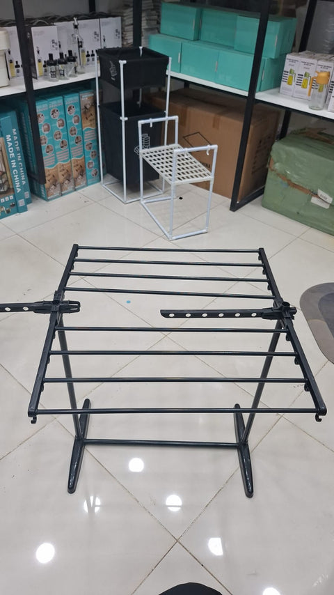 Rust Free Folding Cloth Drying Stand | Multi-Tier Laundry Organizer With Extendable Wings | Space-Saving Durable Rack For Clothes