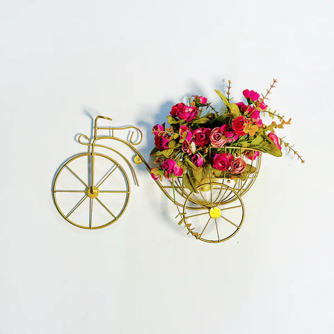Metal Bicycle Wall Mount Flower Holder" or "Bicycle-shaped Flower Basket Wall Art.