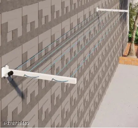 Wall Mounted Foldable Drying Stand. Expand as much as u need With 45 ft Rope. ( Heavy Duty and Rust Free Material)