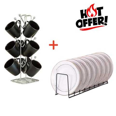 Combo Deal 2 Cups Holder And Plates Organizer