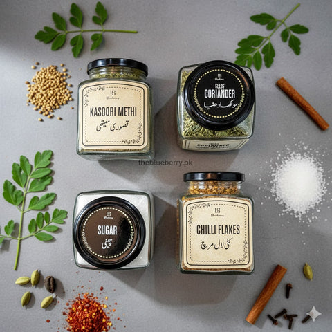 8 Pure Glass Jars With 16 Free Waterproof Spice Name Stickers