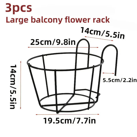 3 Pc Black Metal Hanging Plant Rack