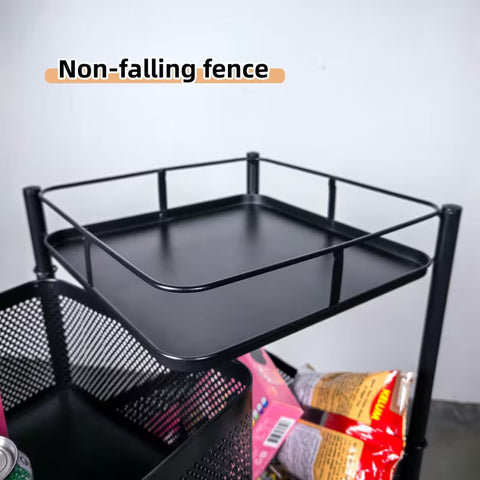 5 Layer Rotatable Metal Basket With Wheels