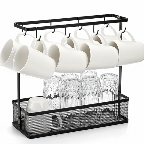 Coffee Cup Holder with Storage Basket