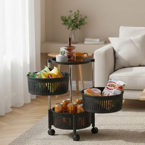 3 Tier Fruit/Vegetables Rotatable Moveable Basket