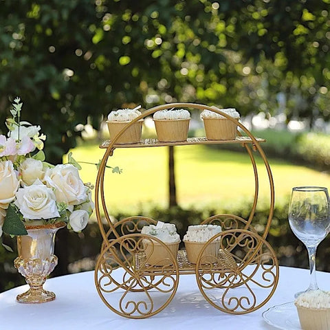 Gold 2 Tier Cinderella Carriage Cupcake Dessert Display Stand