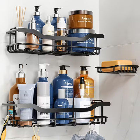 3 pc Bathroom Shelves With Stickers ( No Drill Needed)