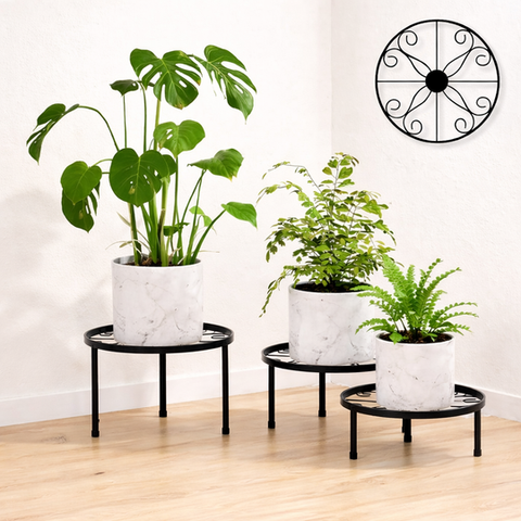 Modern Black Metal Plant Stand Set (3-5 Piece)
